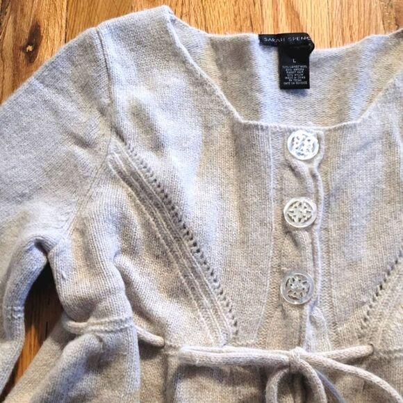 Sarah Spencer Wool/Angora Blend Bell Sleeve Cardigan Large - Picture 7 of 8